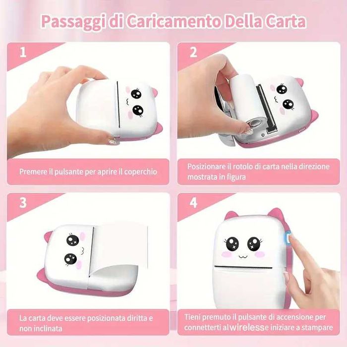 Мини термопринтер коте за деца с Bluetooth различни цветове