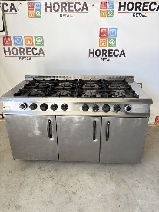 Aragaz profesional inox 8 ochiuri 2 cuptoare
