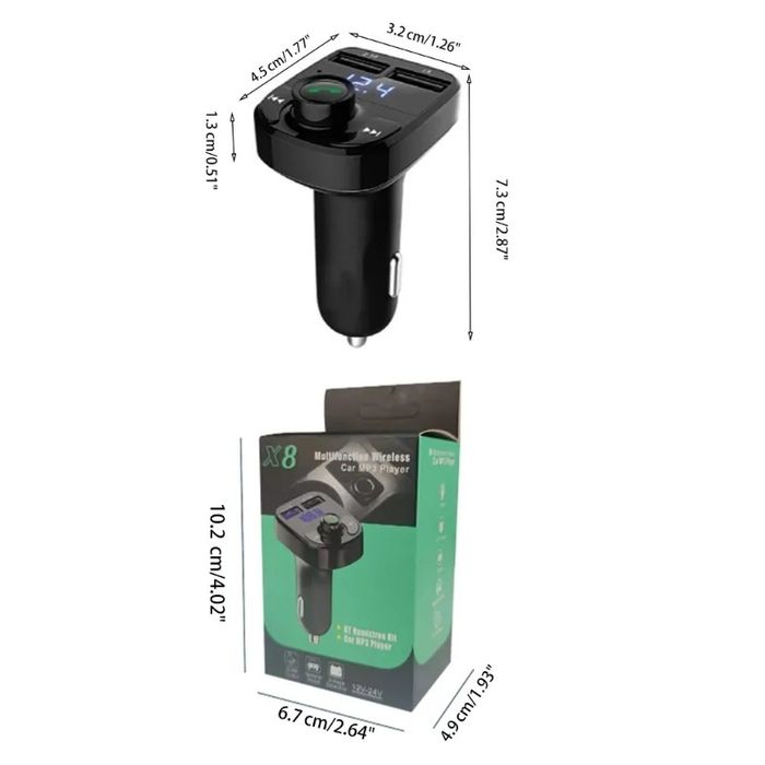 Modulator X8 FM Bluetooth 3.1A 12V-24V