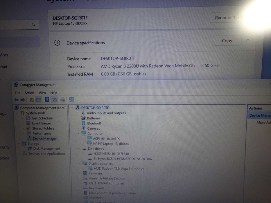 Laptop HP Notebook 15-db0699ng / Ryzen 3 2200U 8Gb ddr4 /ssd+hdd