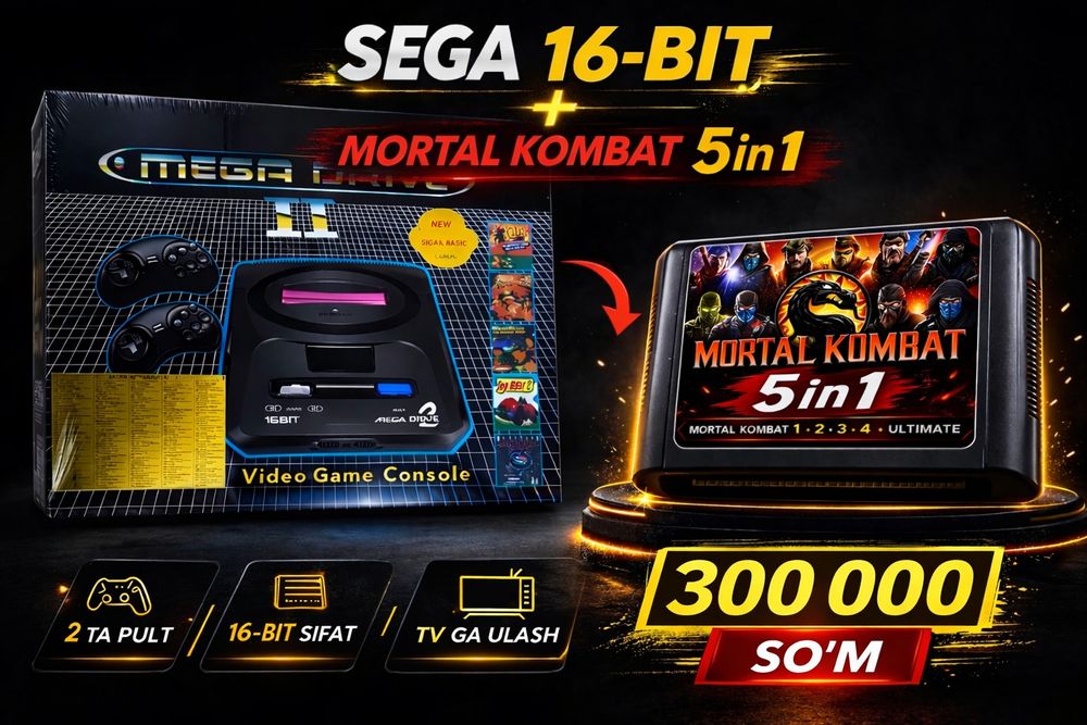 Sega Mega Drive 16-bit  100% yangi