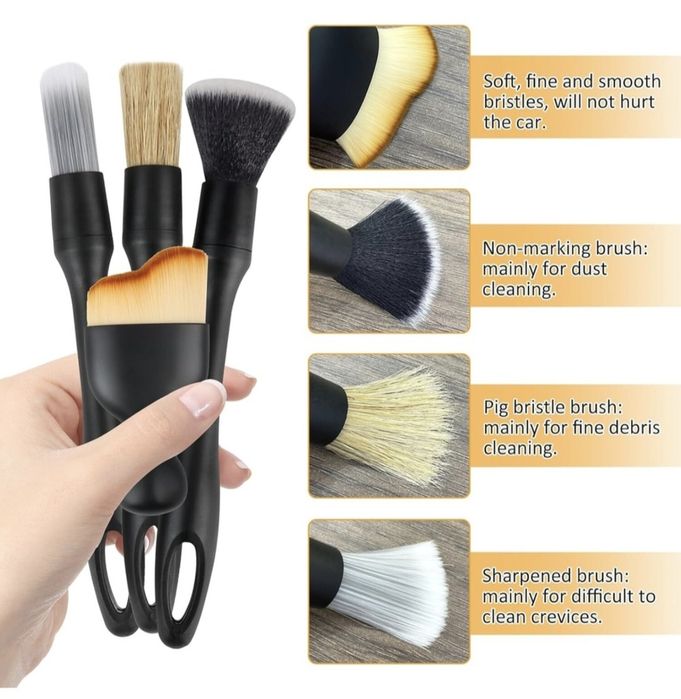 Set 4 perii de curățare pentru mașină
