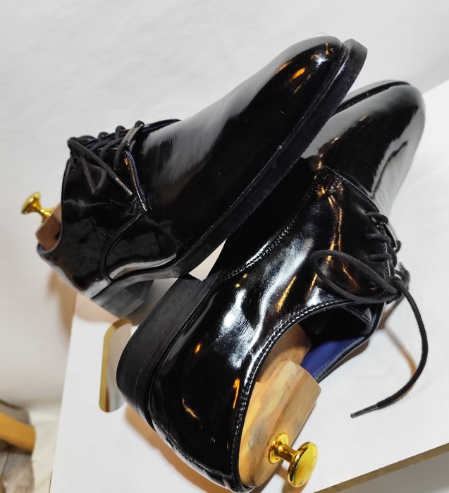 Pantofi derby 43 de lux Azzaro NOI piele naturala moale lacuita