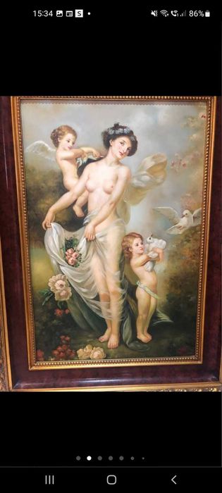 Tablou pictura nud pe pânză vintage