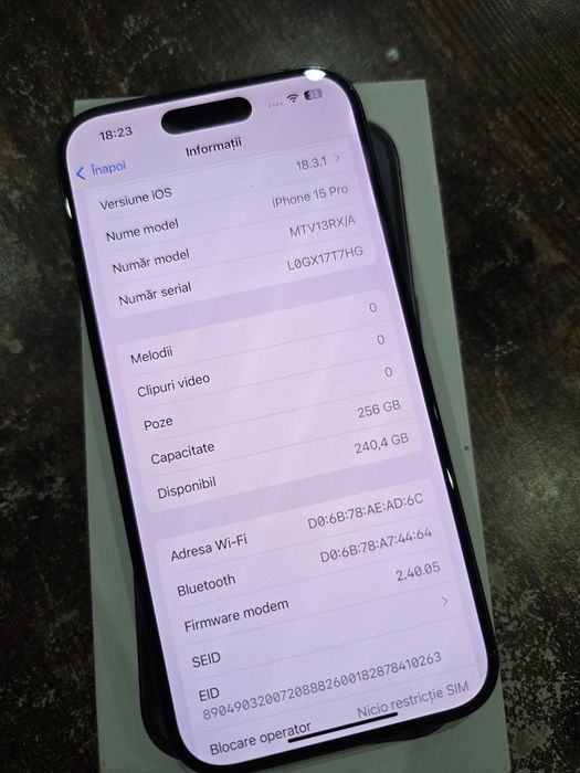 iPhone 15 Pro Titanium Black 256 gb