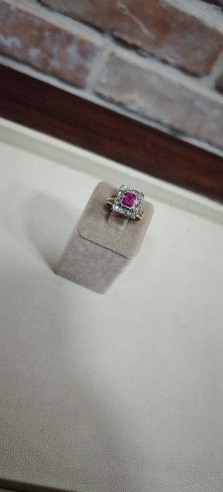 Inel vintage aur 18k 5.59gr cu diamante naturale (R)