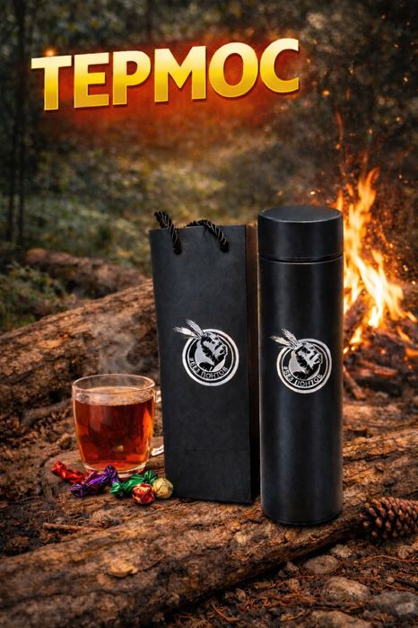 Термос белый черный