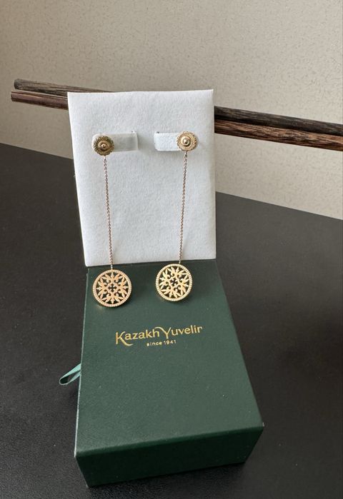 Серьги золотые 585 Казахювелир