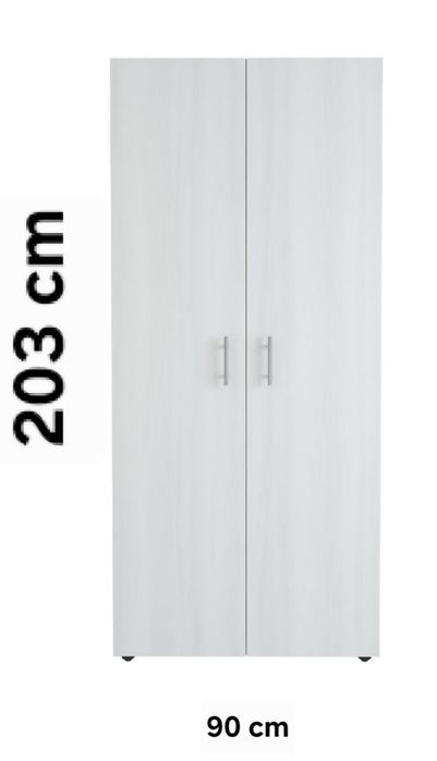 Dulap cu 2 usi, alb K524, lățime 90 cm x înălțime 203 cm x adâncime 53 cm,