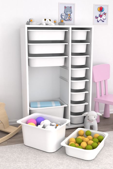 Шкаф за играчки, Етажерка с 14 кошници за съхранение
