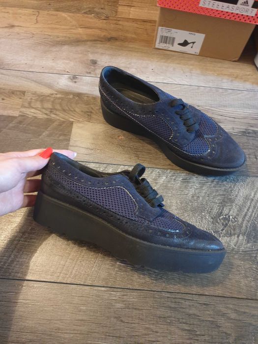 Pantofi Musette, bleumarin, 38.5 - 39, piele, casual