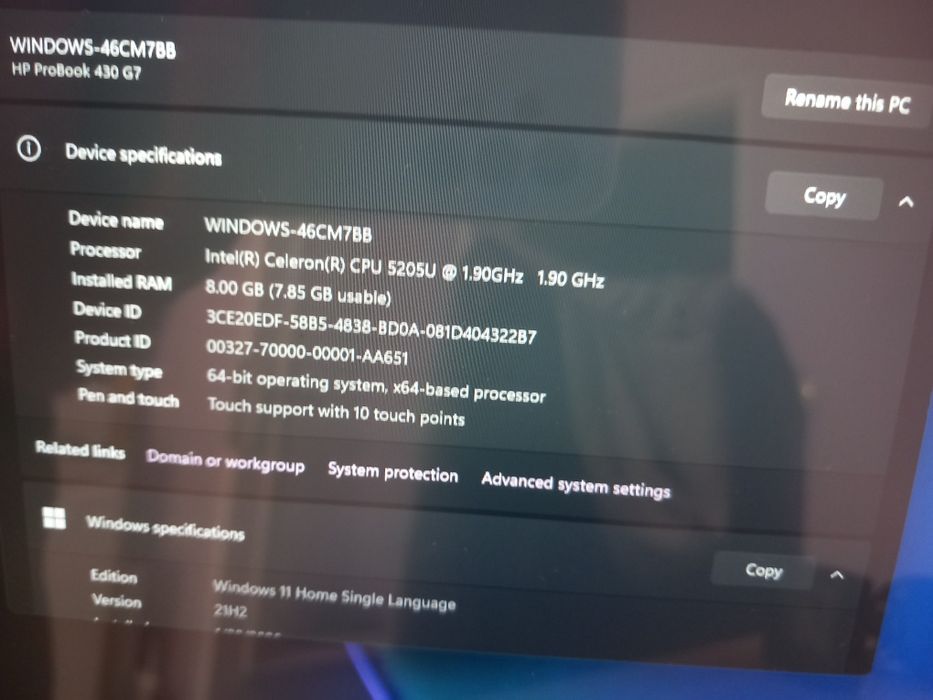 Продавам лаптоп HP Probook 430 G7 с Тъчскрийн (ПЕРФЕКТЕН)