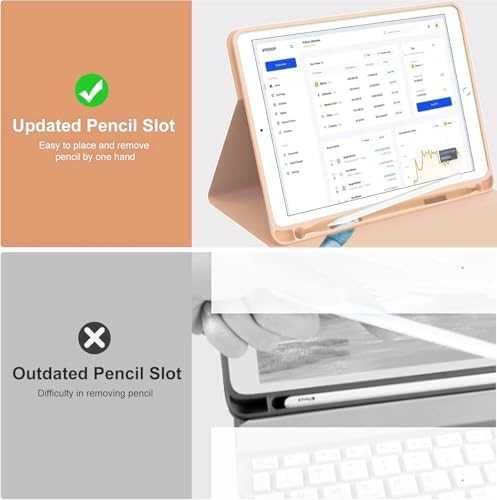 Нова Магнитна Bluetooth клавиатура + калъф iPad 11/10 Gen, розов кейс
