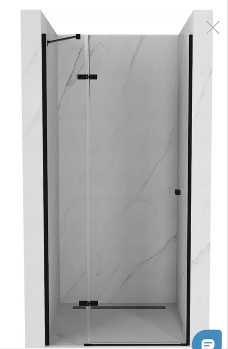 Ușă de duș batantă Mexen Roma — 850 mm, negru, sticlă securizată, nouă