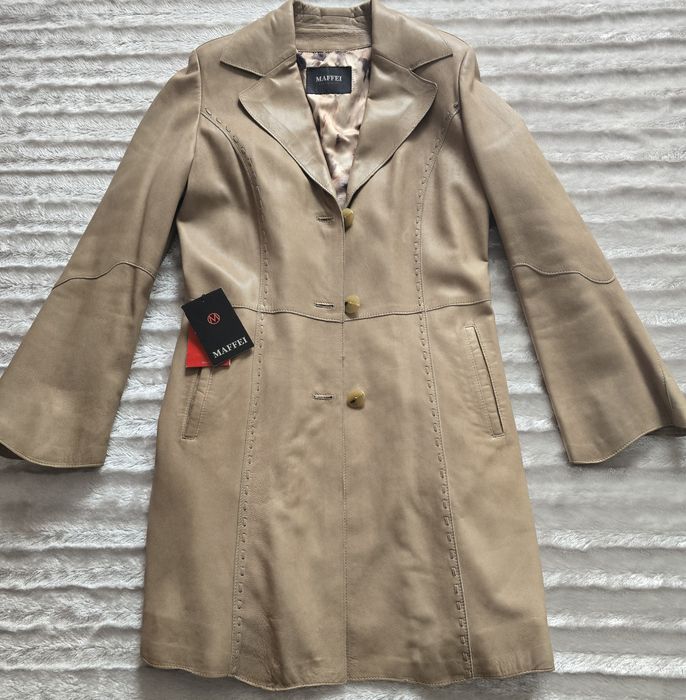 Haină de piele, lungă, pentru damă