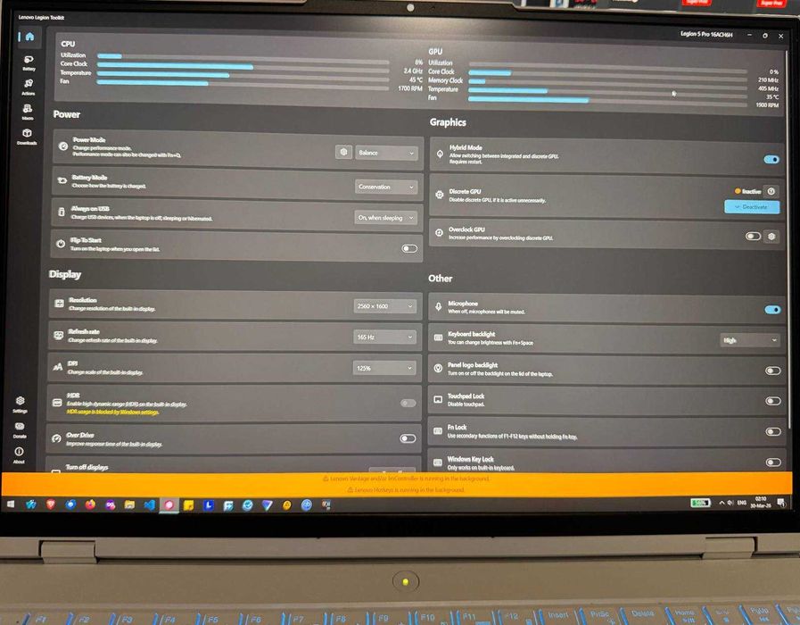 Laptop Lenovo Legion 5 Pro 16ACH6H RTX3060 32GB 1TB QHD 165Hz R7 AMD 5800H