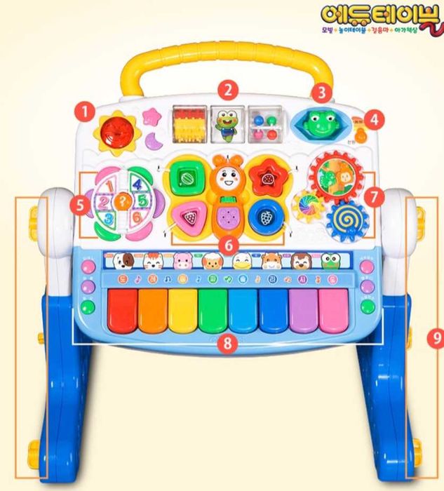 Игровой центр для малышей, 3 в 1: ходунки-каталка, толокар, столик