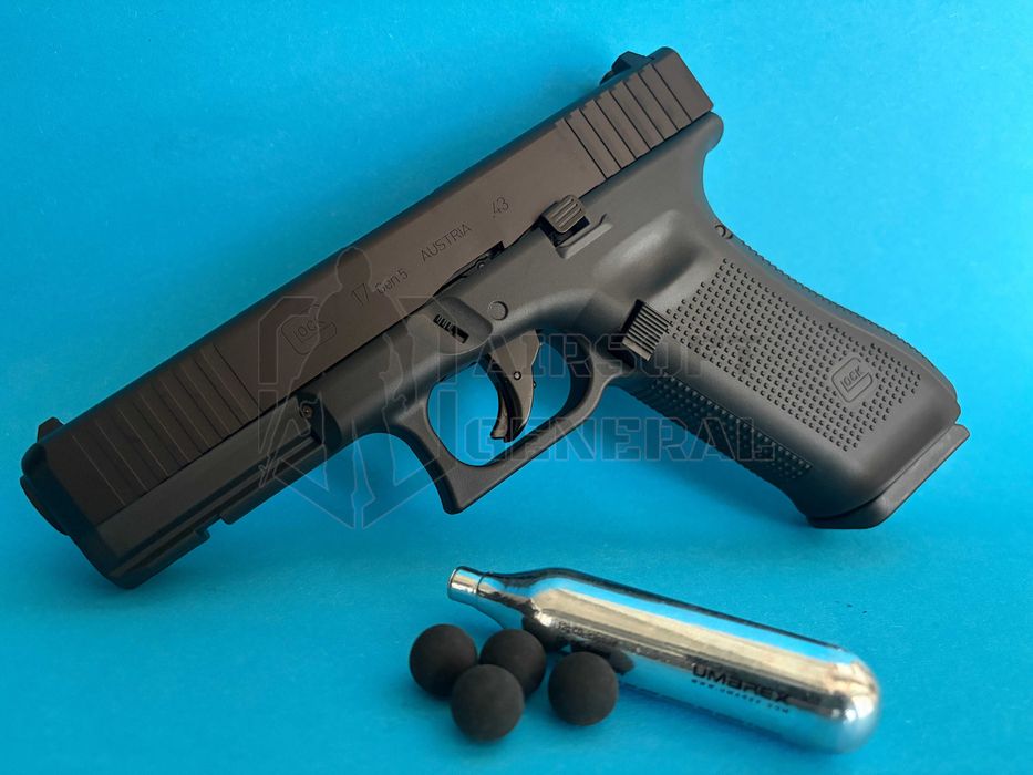 Pistol paintball cu bile cauciuc puternic Glock 17Gen5 calibru.43 5joules nou Airsoftgeneral