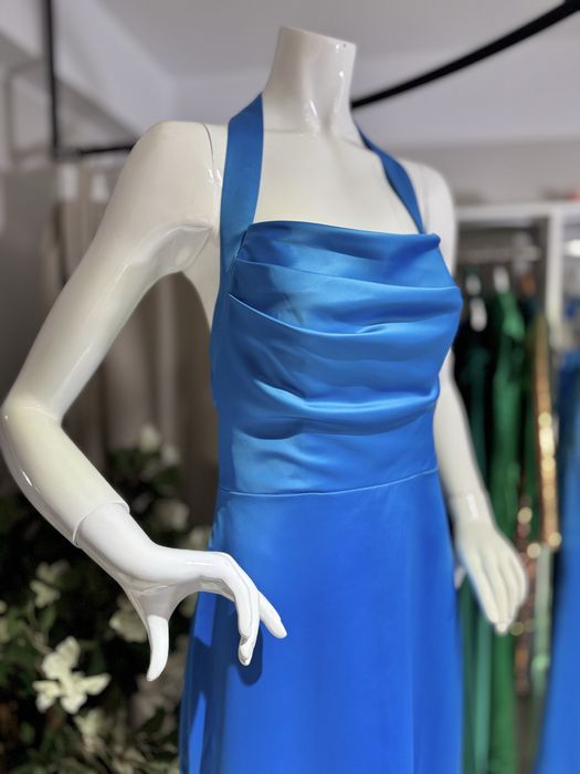 Rochie lunga blue ciel satin ( nu MLH , Rhea Costa )