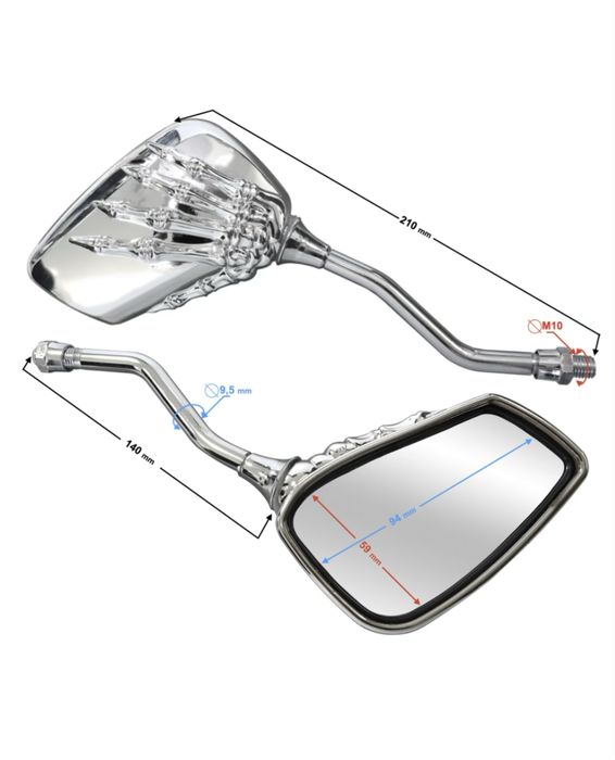 Set oglinzi cromate noi moto / chopper universale