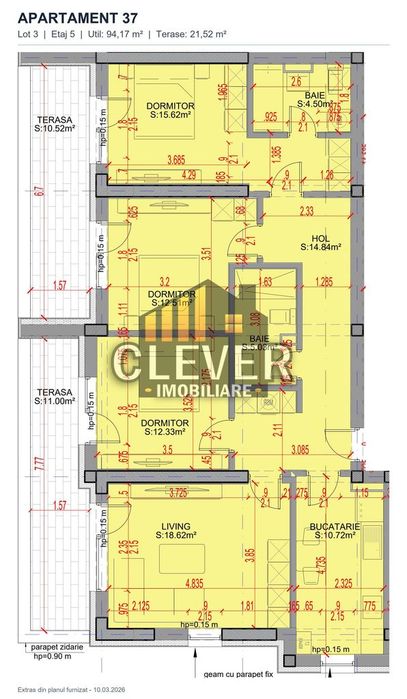 Apartament 4 Camere | 116 mp Total, 2 Terase | Comision 0%