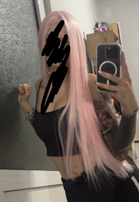 Розова lace wig 60см