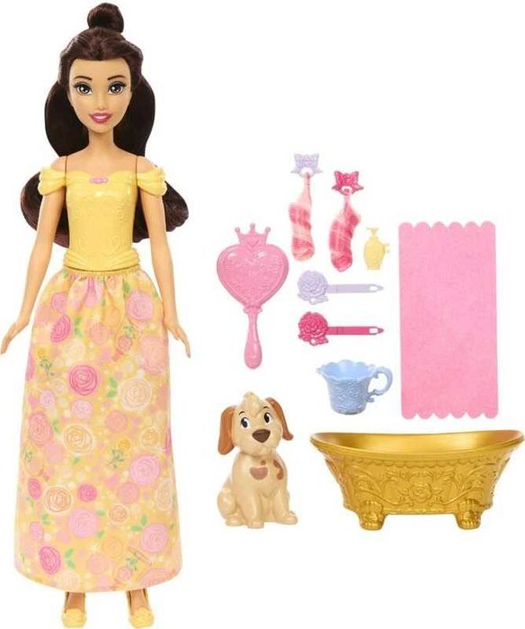 Disney Princess Кукла Бел с кученце за къпане и прически