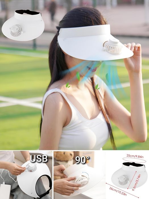 Mini Ventilyatorli Quyoshdan Himoya Kepka – USB zaryadli, sovutuvchi y