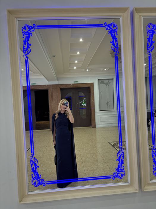 Вечерняя платья, длина-макси.Синий цвет. Платье в моде. Необычное плат