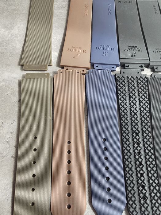 Curea Silicon Hublot maro negru piele striat