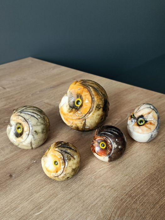 Set bufnițe onix sculptate manual