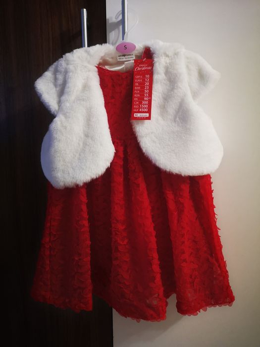 Нова с етикет бебешка коледна рокля за момиче 18-24м.