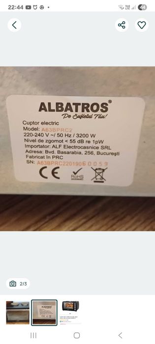 Cuptor Electric Albatros A63BPRC2 63 litri 3200W