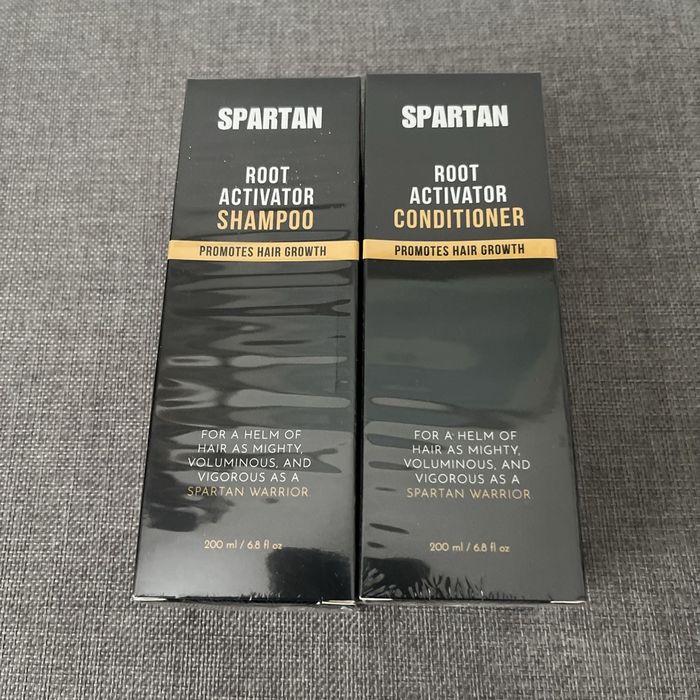 Шампоан за коса Spartan Root Activator, предназначен за стимулиране на растежа на косата и подобряване на здравето на скалпа.