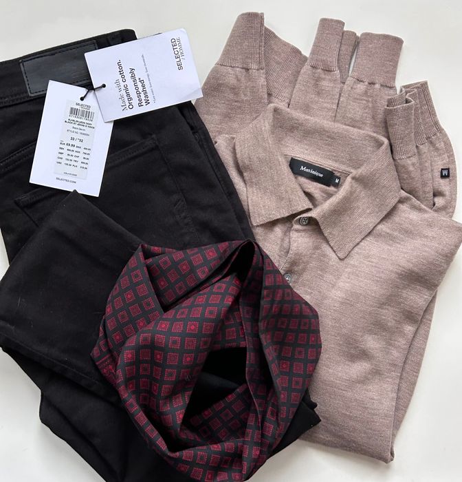 Selected нови черни слим дънки деним 32/33 размер