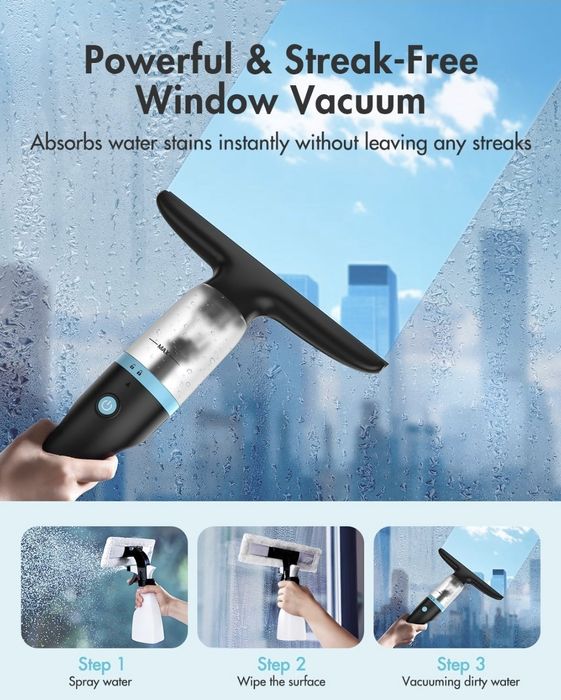 Aspirator de geamuri iDOO, fără fir