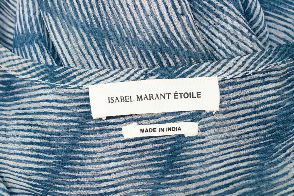 Isabel Marant Etoile копринена риза дамска синя геометричен принт 38