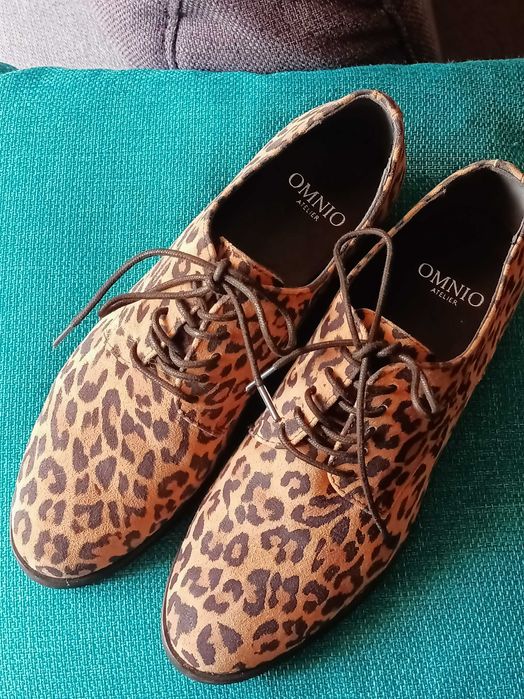 Pantofi Oxford din piele animal print