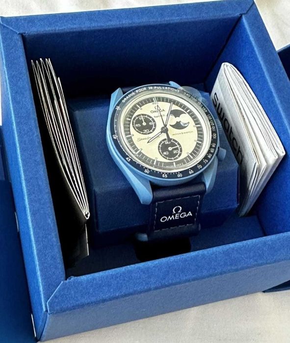Ceas SWATCH BIOCERAMIC Moonswatch Mission TO THE SUPER BLUE Moonphase