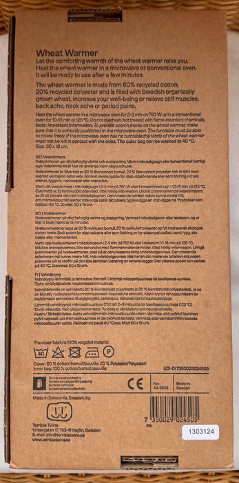 Perna termica din grau organic (18 x 50 cm, fabricata in Suedia)