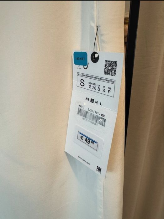 Fustă midi alba cu talie înaltă din rami cu slit Zara Studio Mărimea S