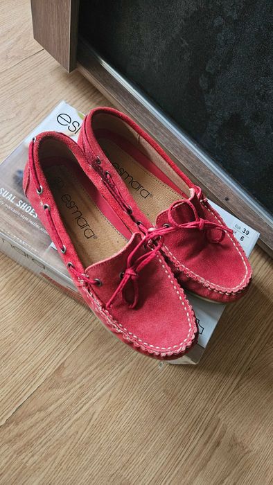 Esmara червени женски кожени мокасини размер 39 с оригинална кутия
