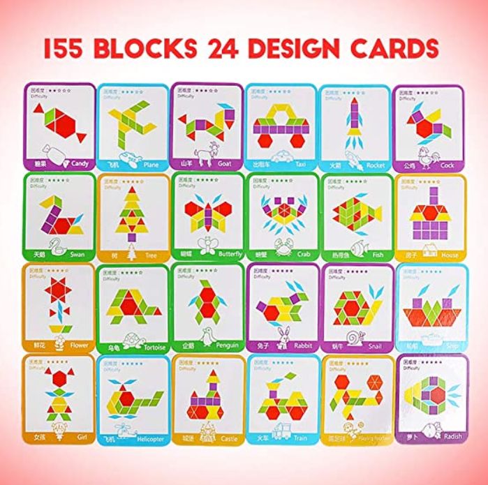 НАМАЛЕНИЯ С 55% ! 155 ч. ХИТ Дървен пъзел конструктор мозайка строител