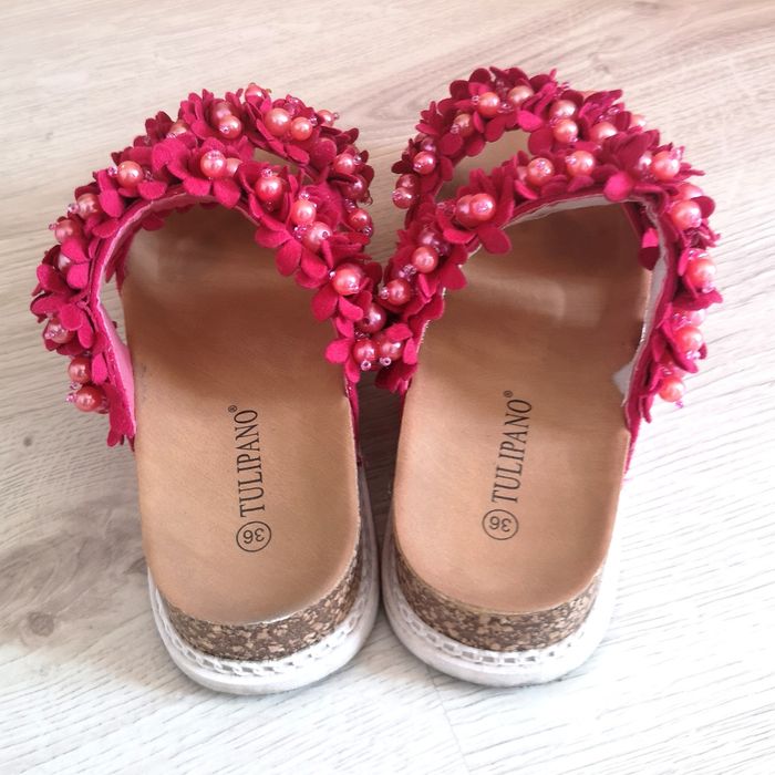 Красив комплект чанта H&M и Чехли 36 номер в цвят фуксия