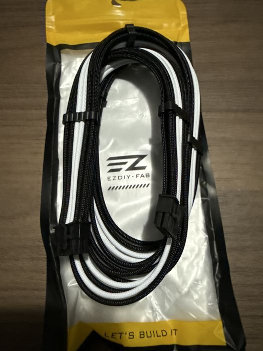 Cablu alimentare PSU sursa PC alimentare EZDIY-FAB 16AWG 12+4 pini mascul/mascul male/male pentru GPU placa video PCIe 5.0 12VHPWR