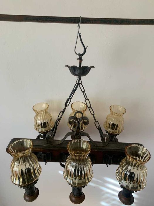 Candelabru din lemn cu fier forjat