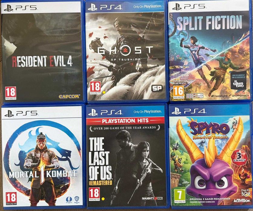 PS4 PS5 GHOST of TSUSHIMA, MORTAL KOMBAT, SPYRO, Split Fiction, Rezident Evil 4