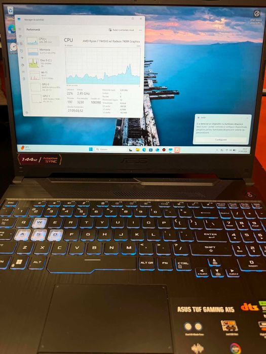 Hope Amanet P5-Laptop Gaming Asus TUF 15, Ryzen 7 7445HS/ 16 RAM DDR 5 / RTX 3050 4 GB