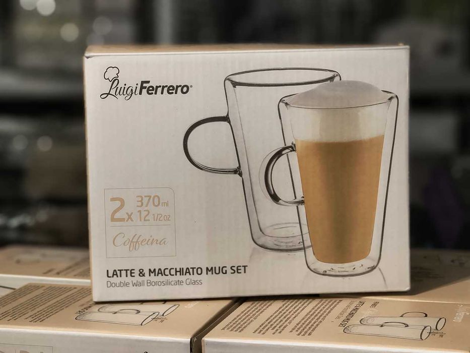 НОВИ! Комплект термочаши за кафе Latte & Macchiato Luigi Ferrero - с двойни стени чаши за капучино