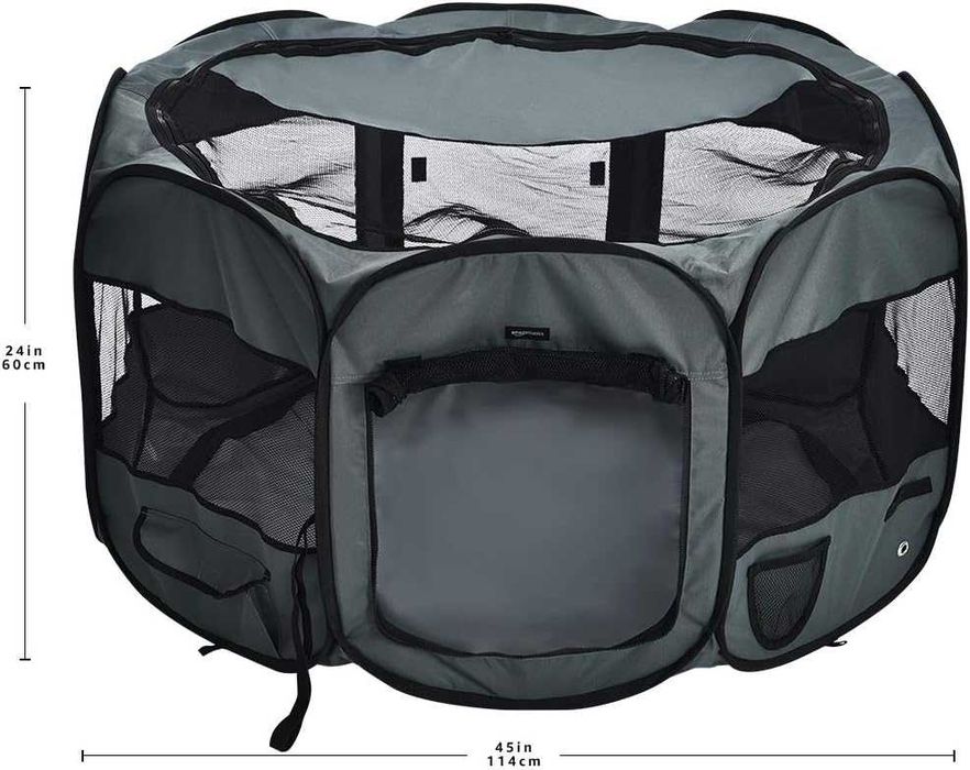 Tarc pentru animale ,pliabil octogonal Amazon Basics , 114 cm, gri